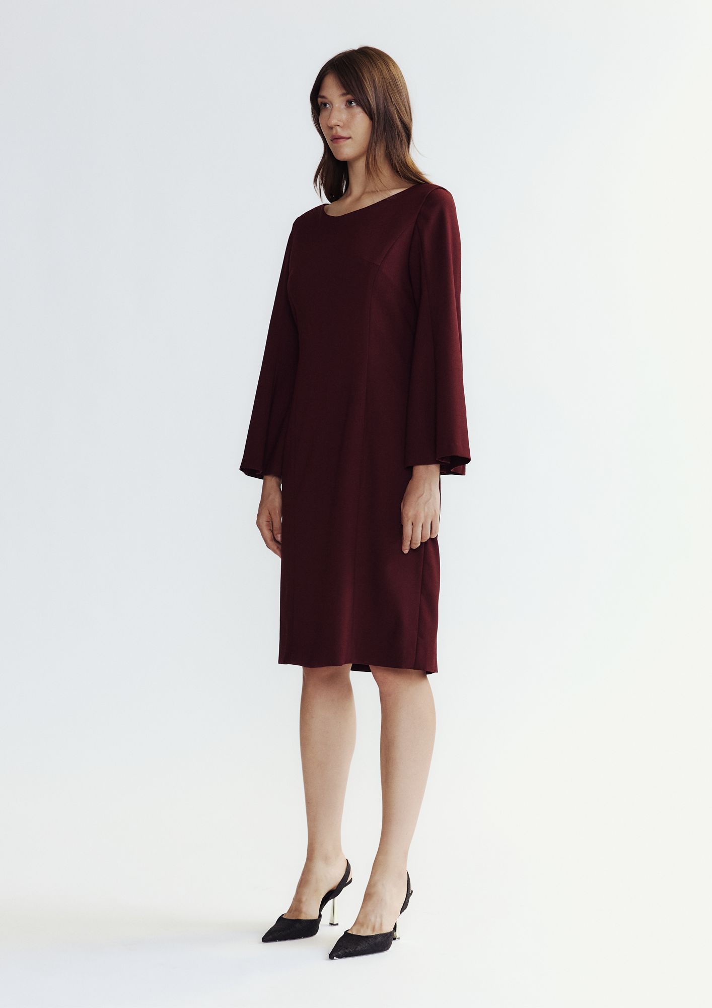 Boat Neck Bell Sleeve Dress