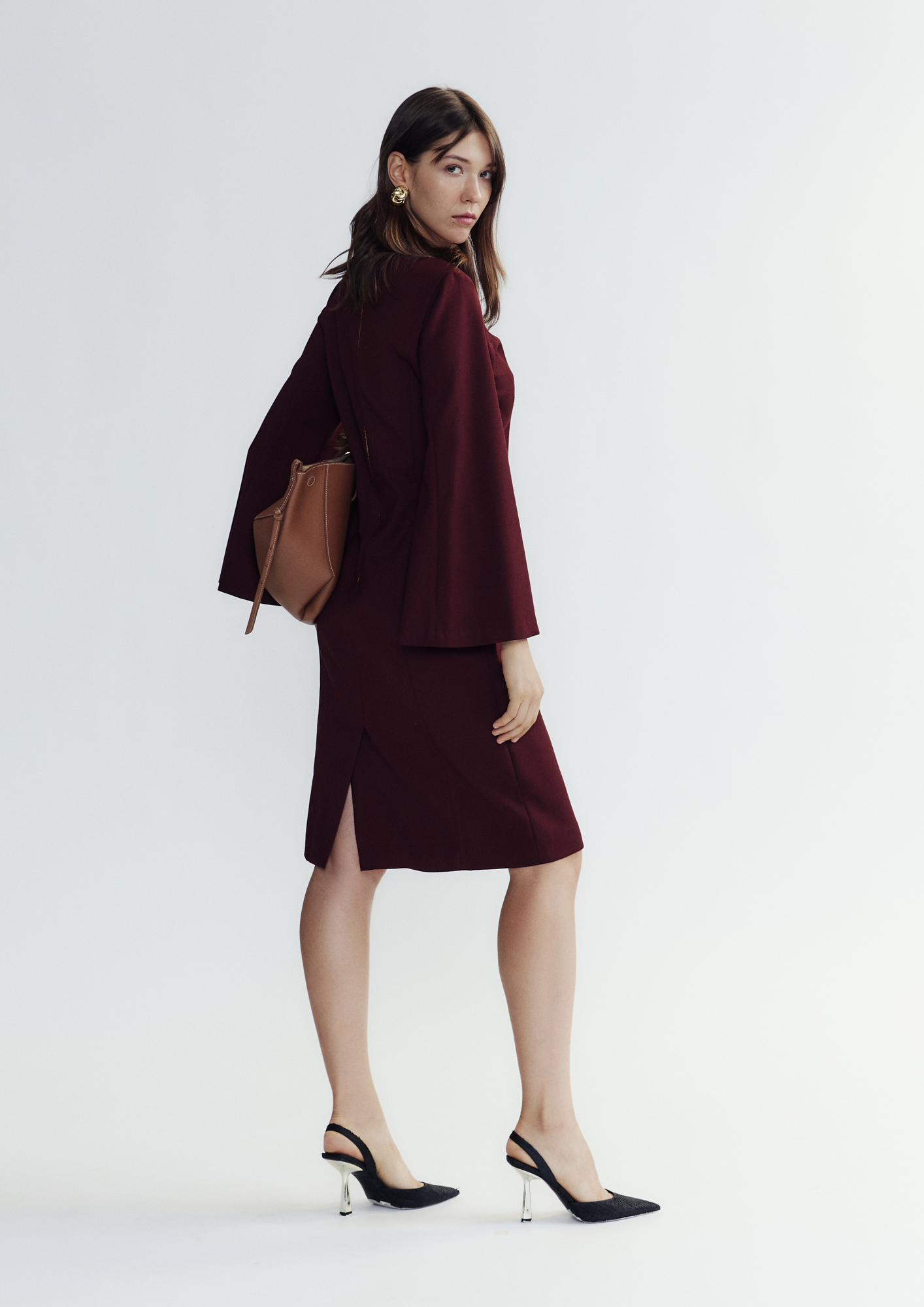 Boat Neck Bell Sleeve Dress