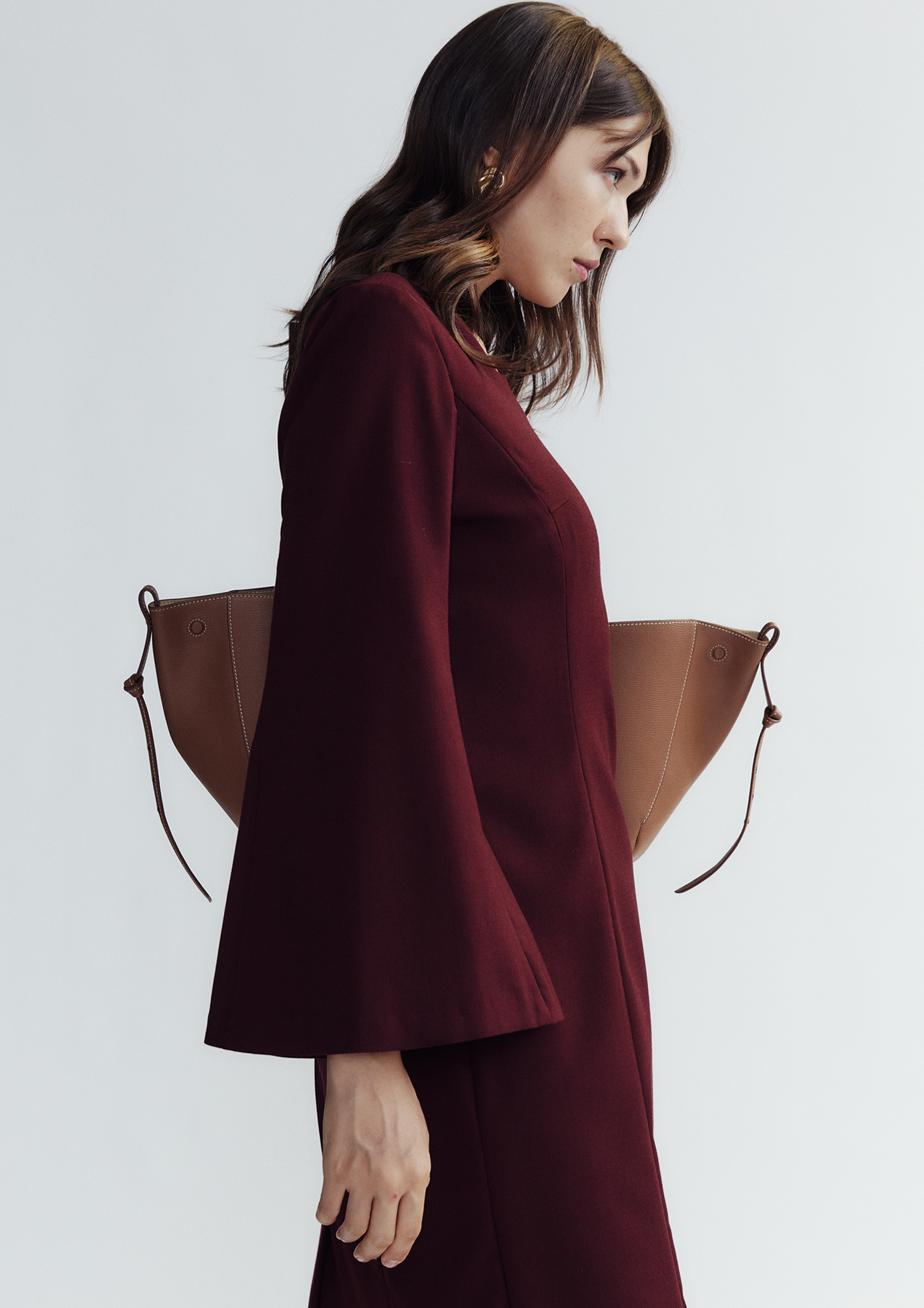 Boat Neck Bell Sleeve Dress