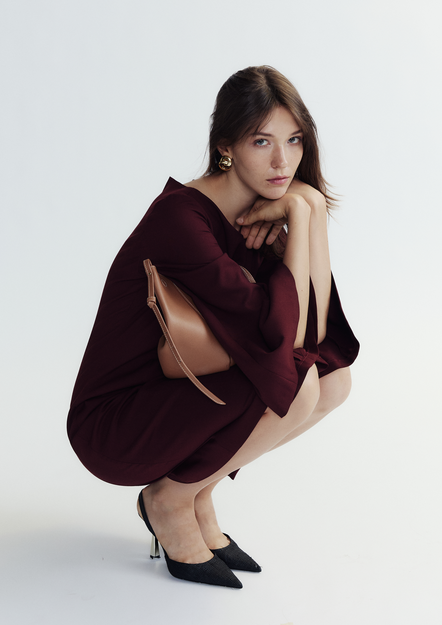 Boat Neck Bell Sleeve Dress
