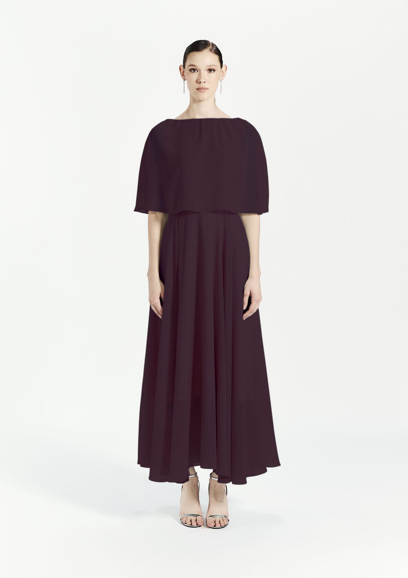 Cape Chiffon Gown