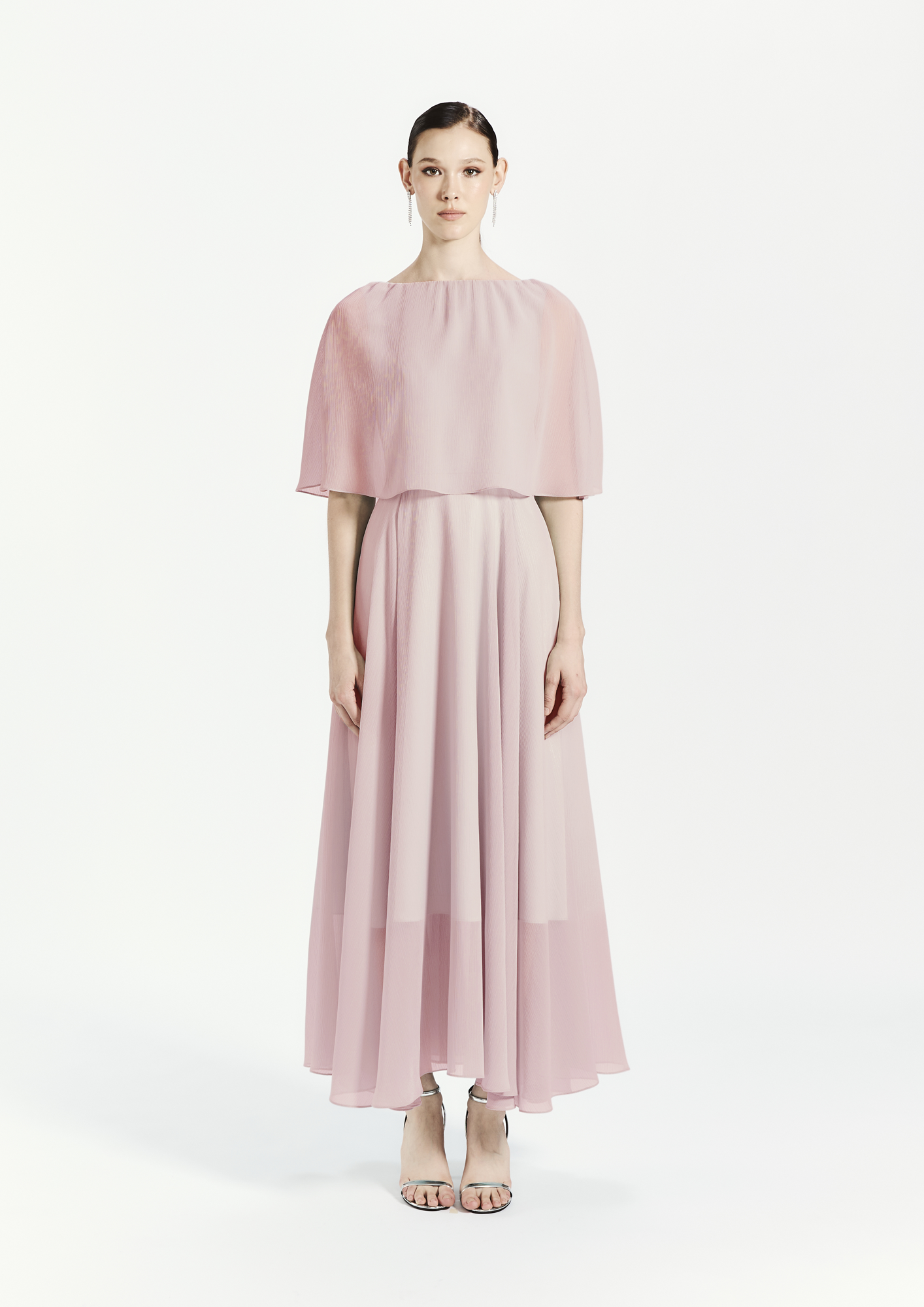 Cape Chiffon Gown