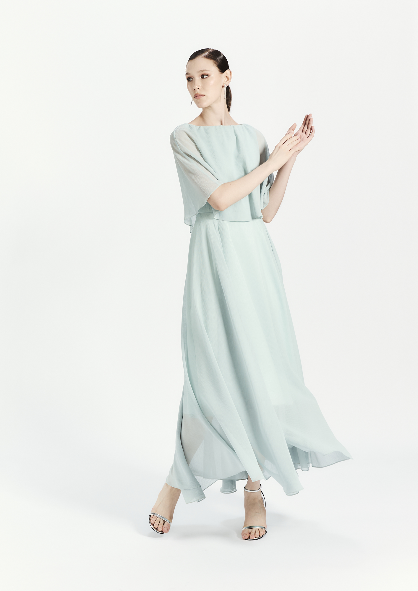 Cape Chiffon Gown