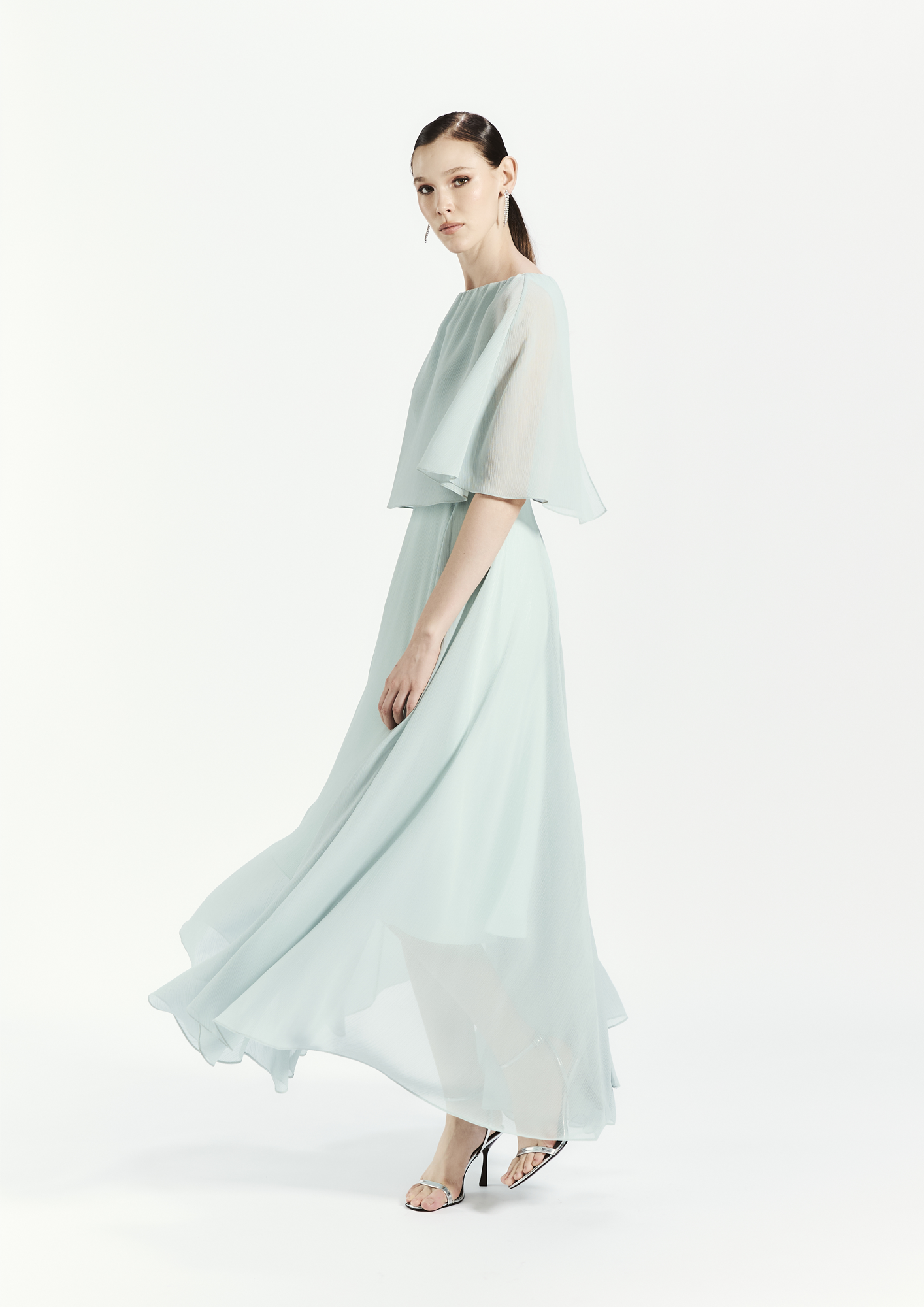 Cape Chiffon Gown