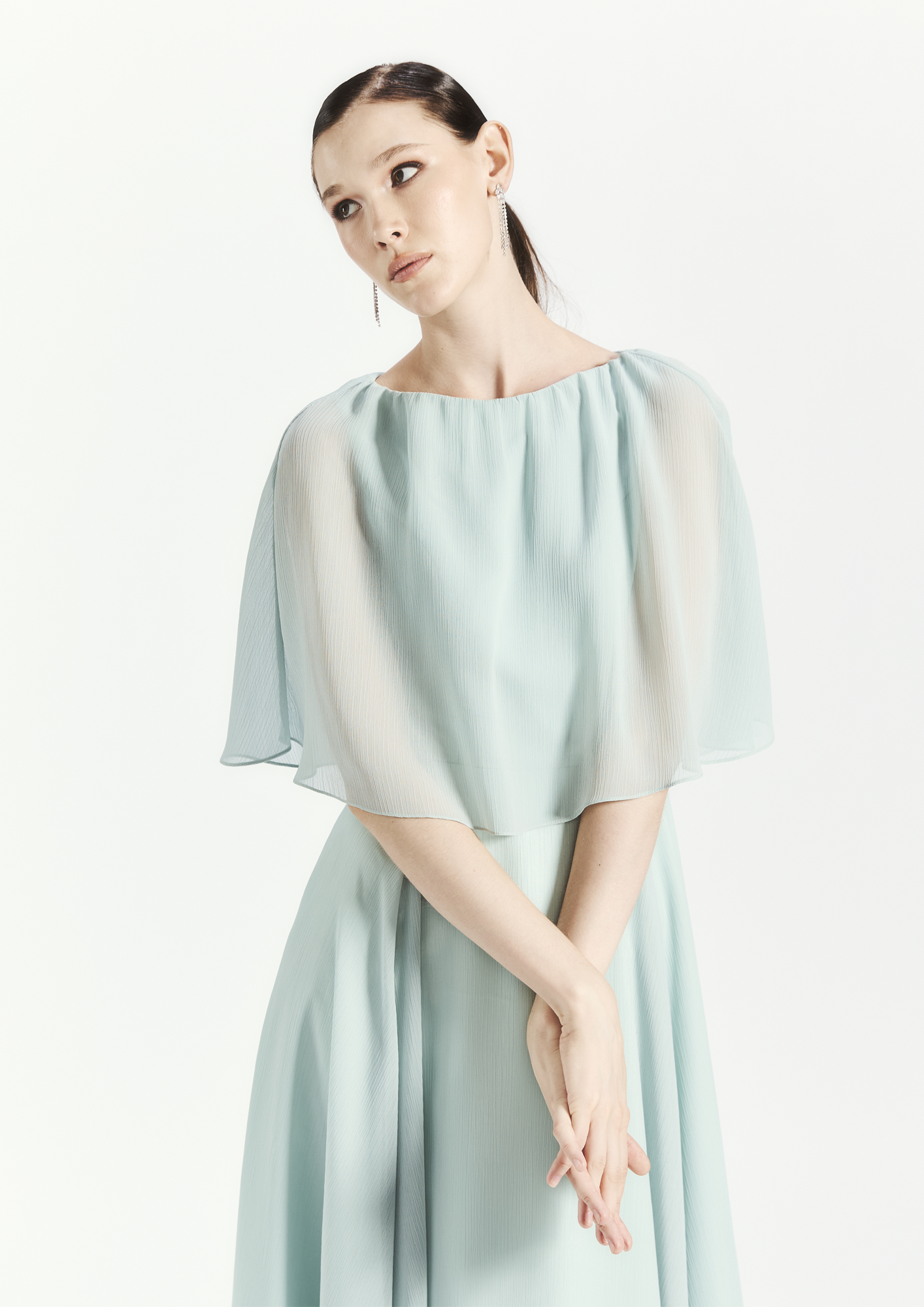 Cape Chiffon Gown