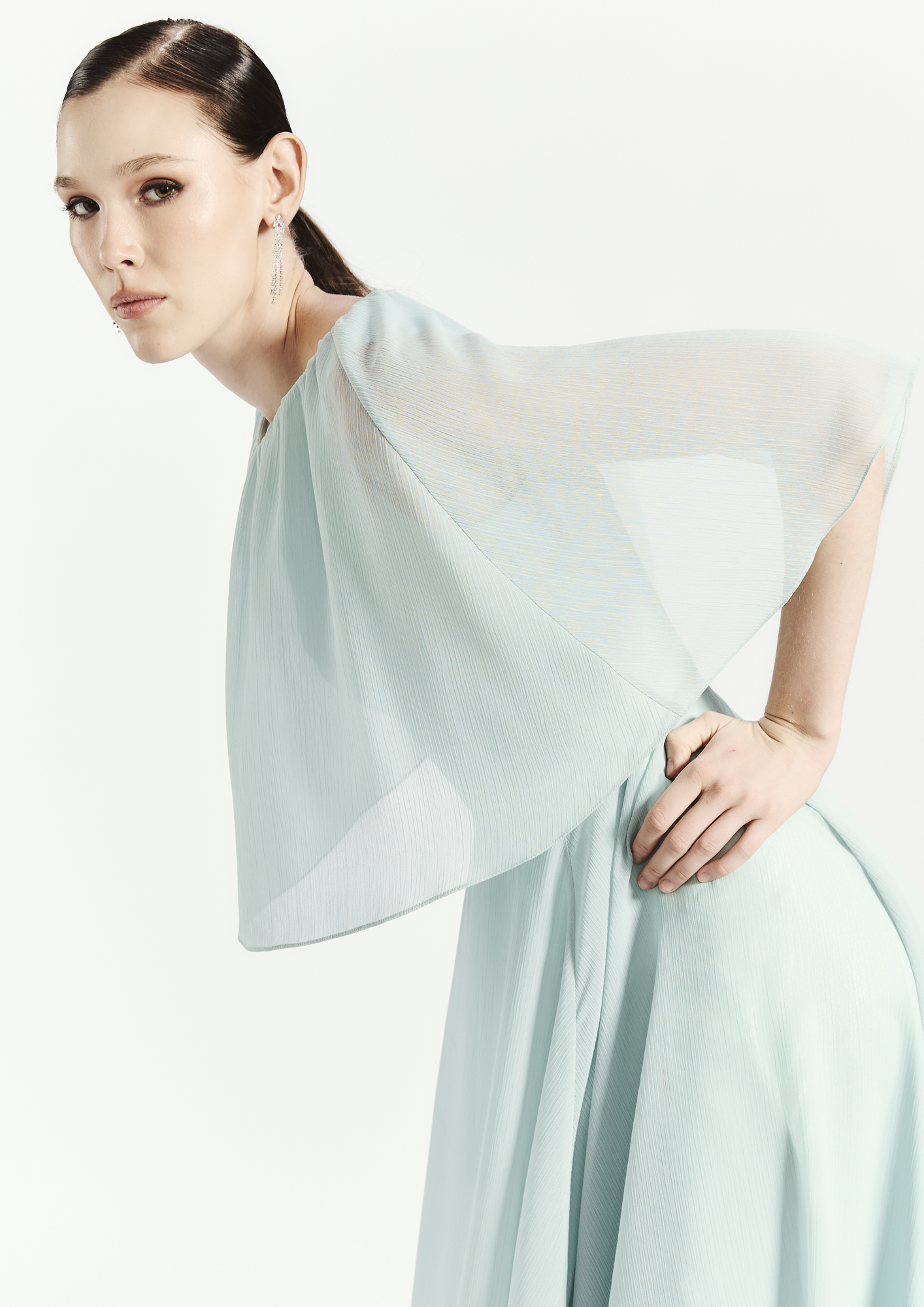 Cape Chiffon Gown