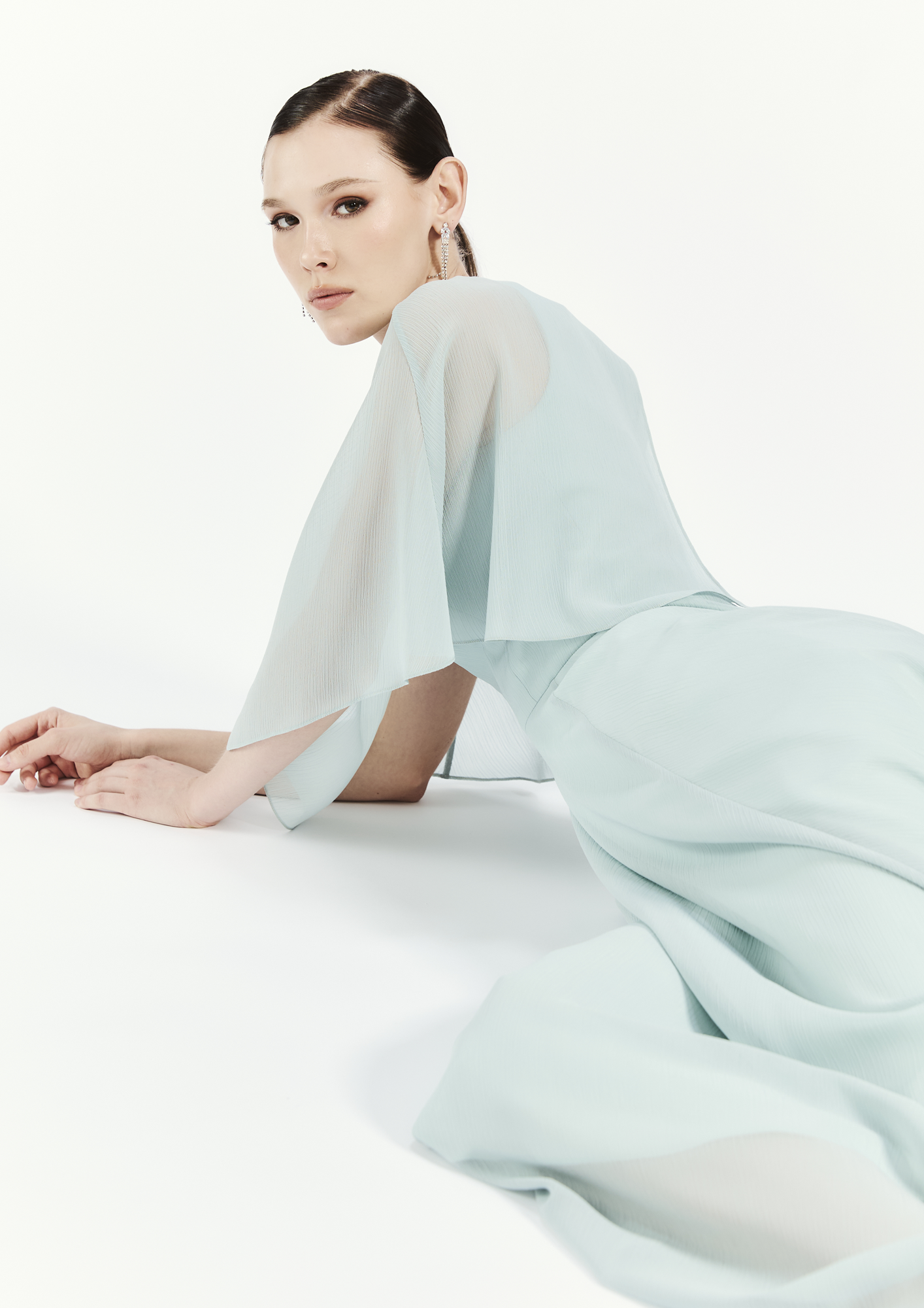 Cape Chiffon Gown