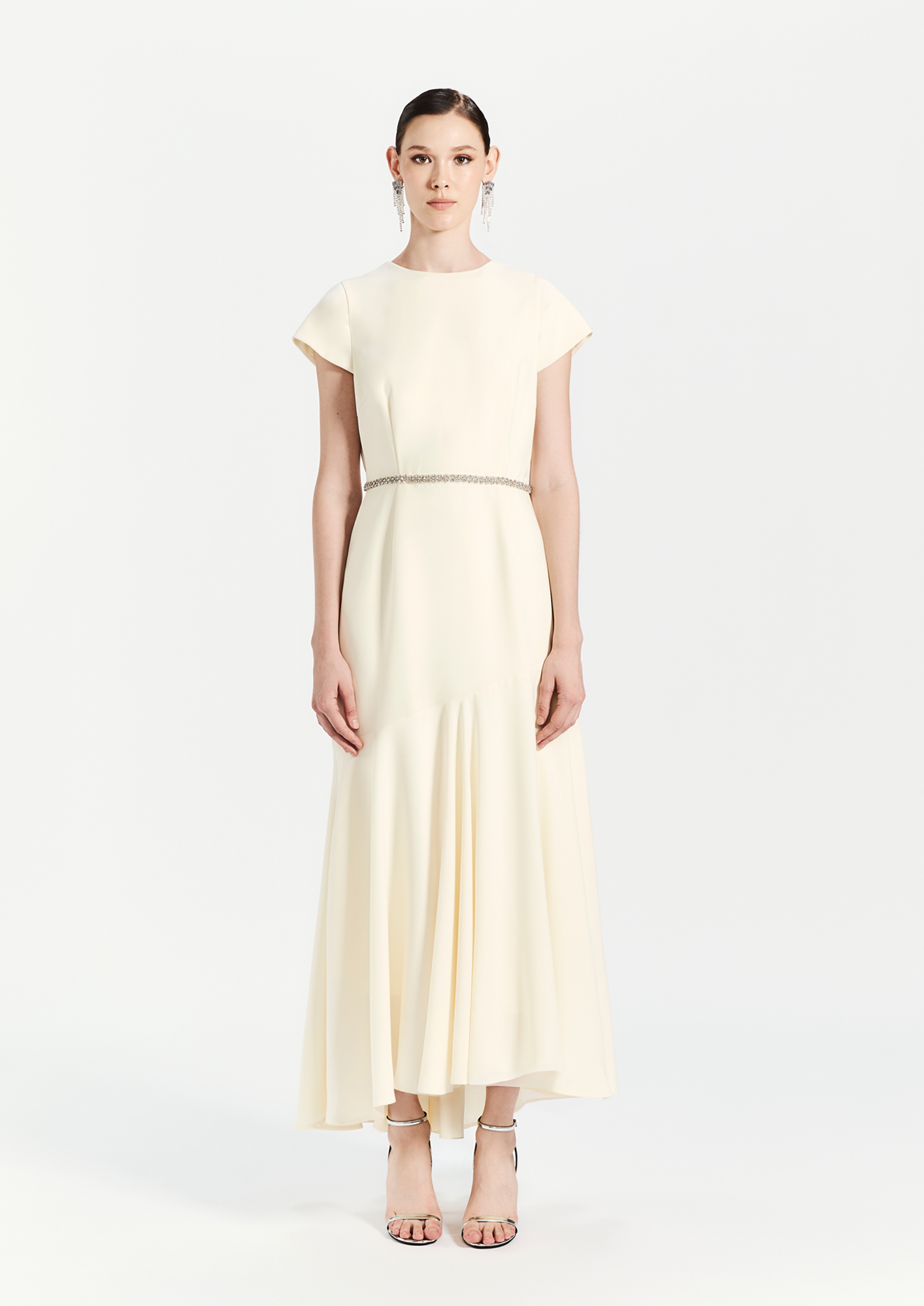 Cap Sleeve Ruffle Gown