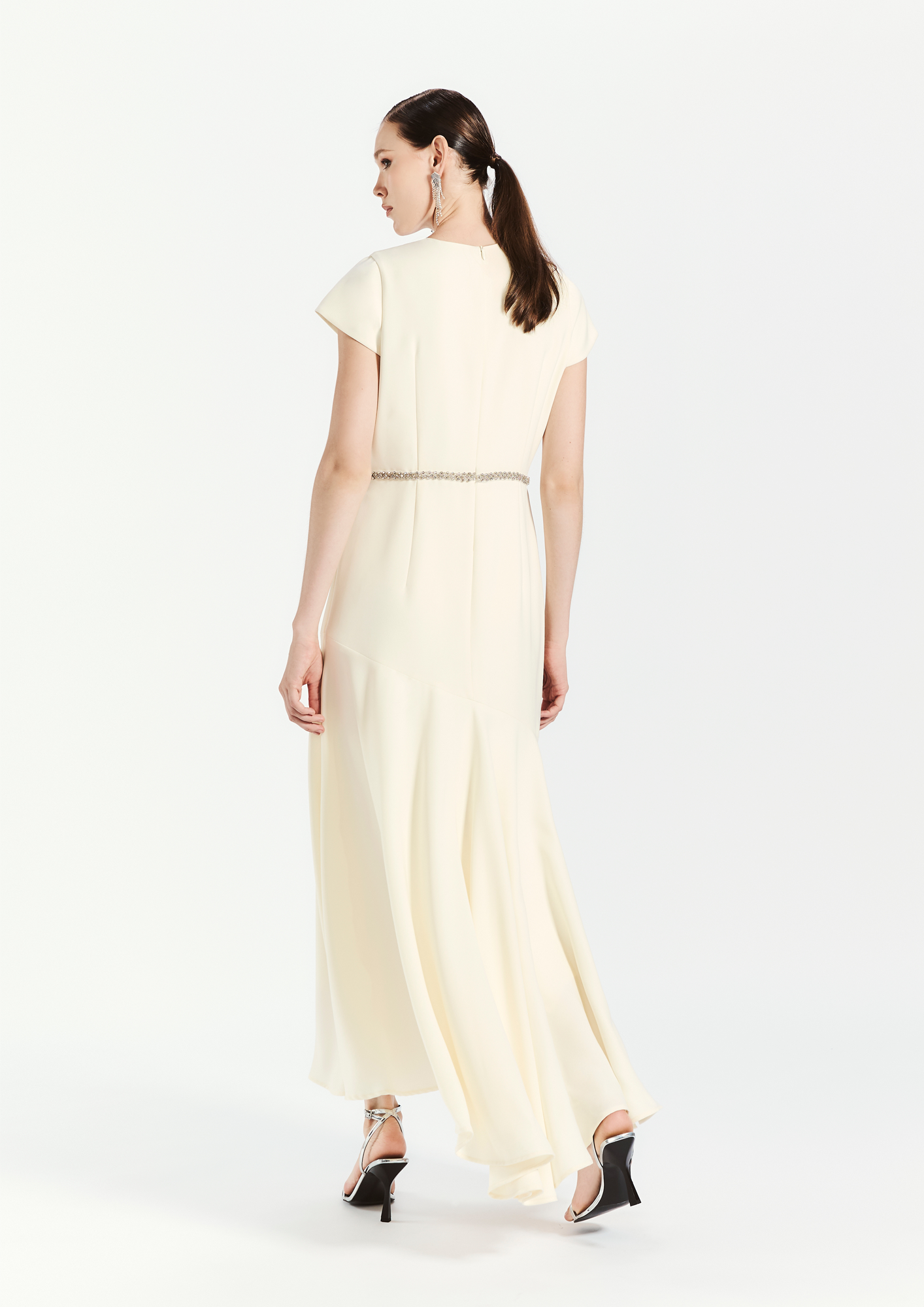 Cap Sleeve Ruffle Gown