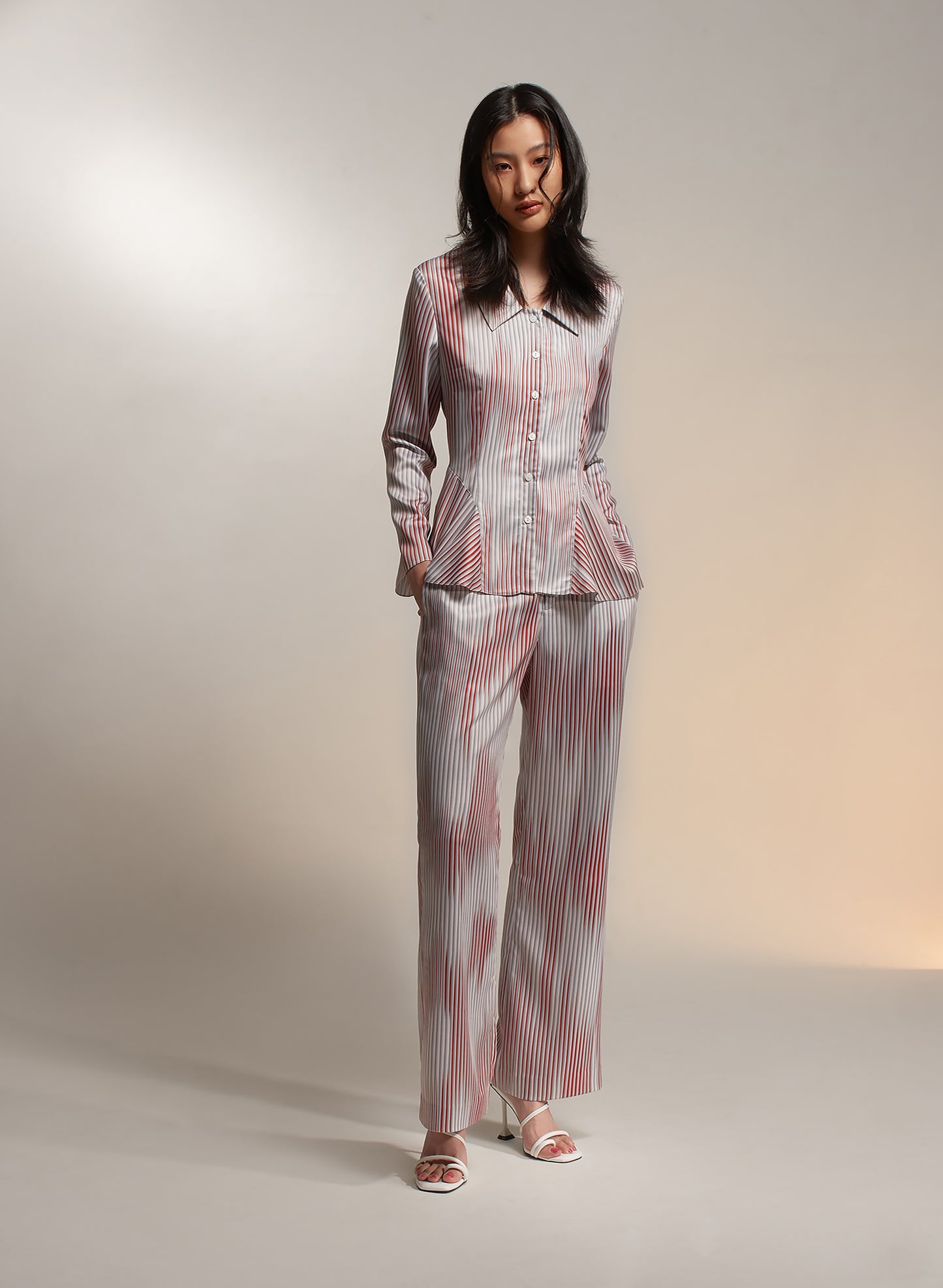 Pleated Print Shirt