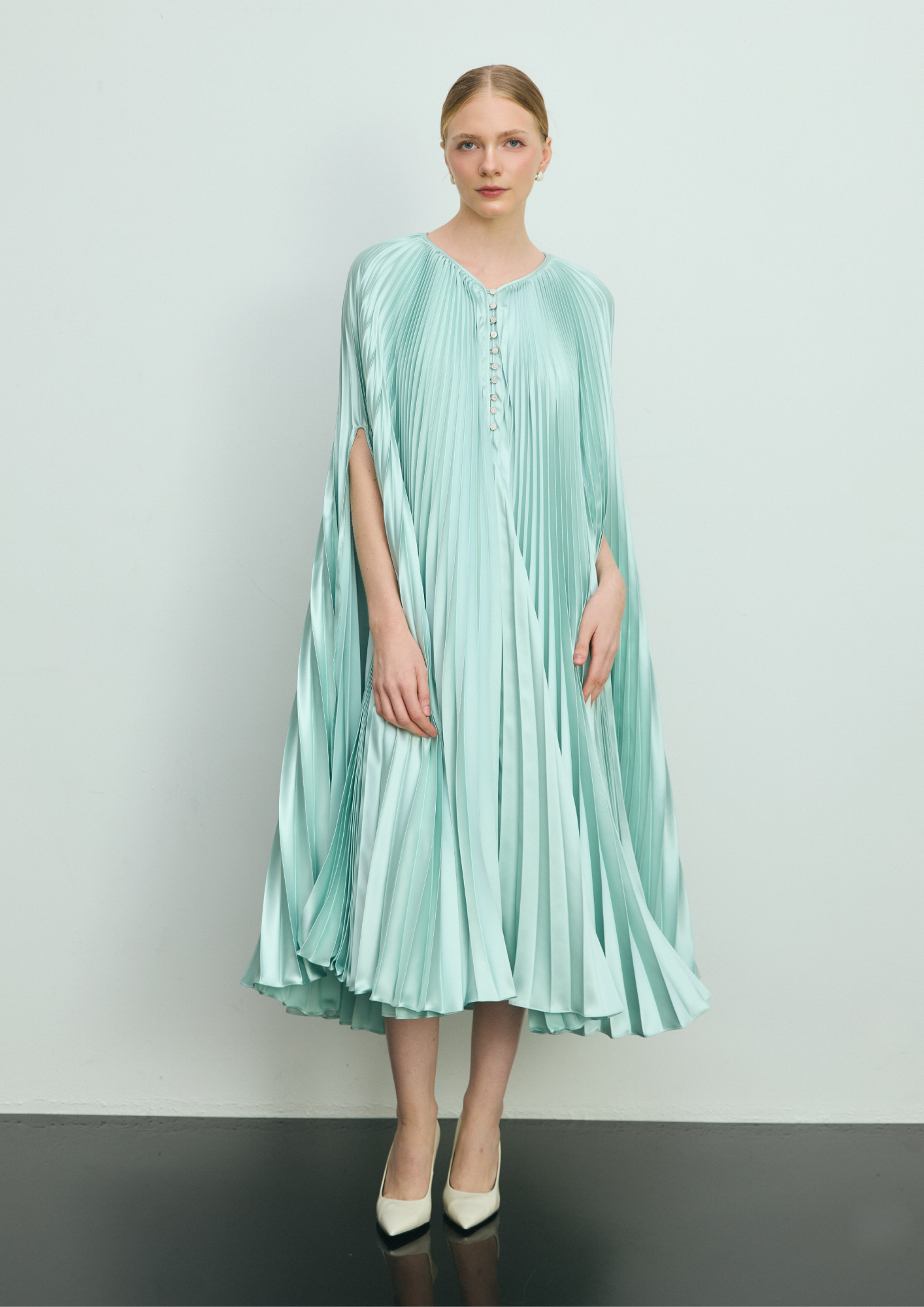 Pleated Cape Dress