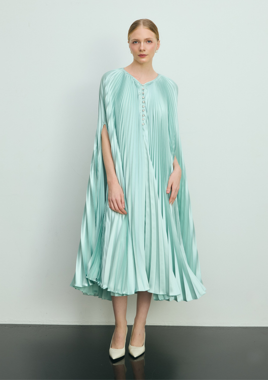 Pleated Cape Dress