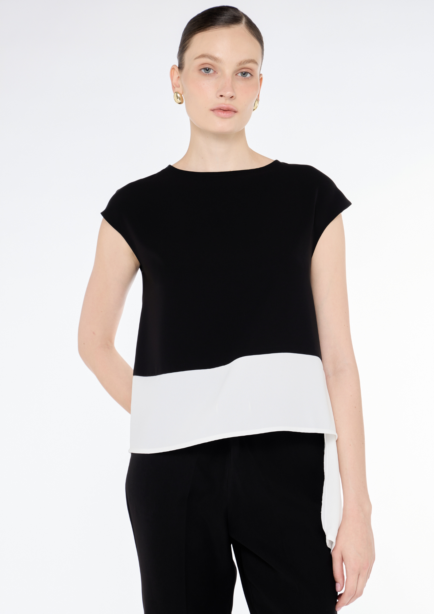 Color Block Cap Sleeve Top
