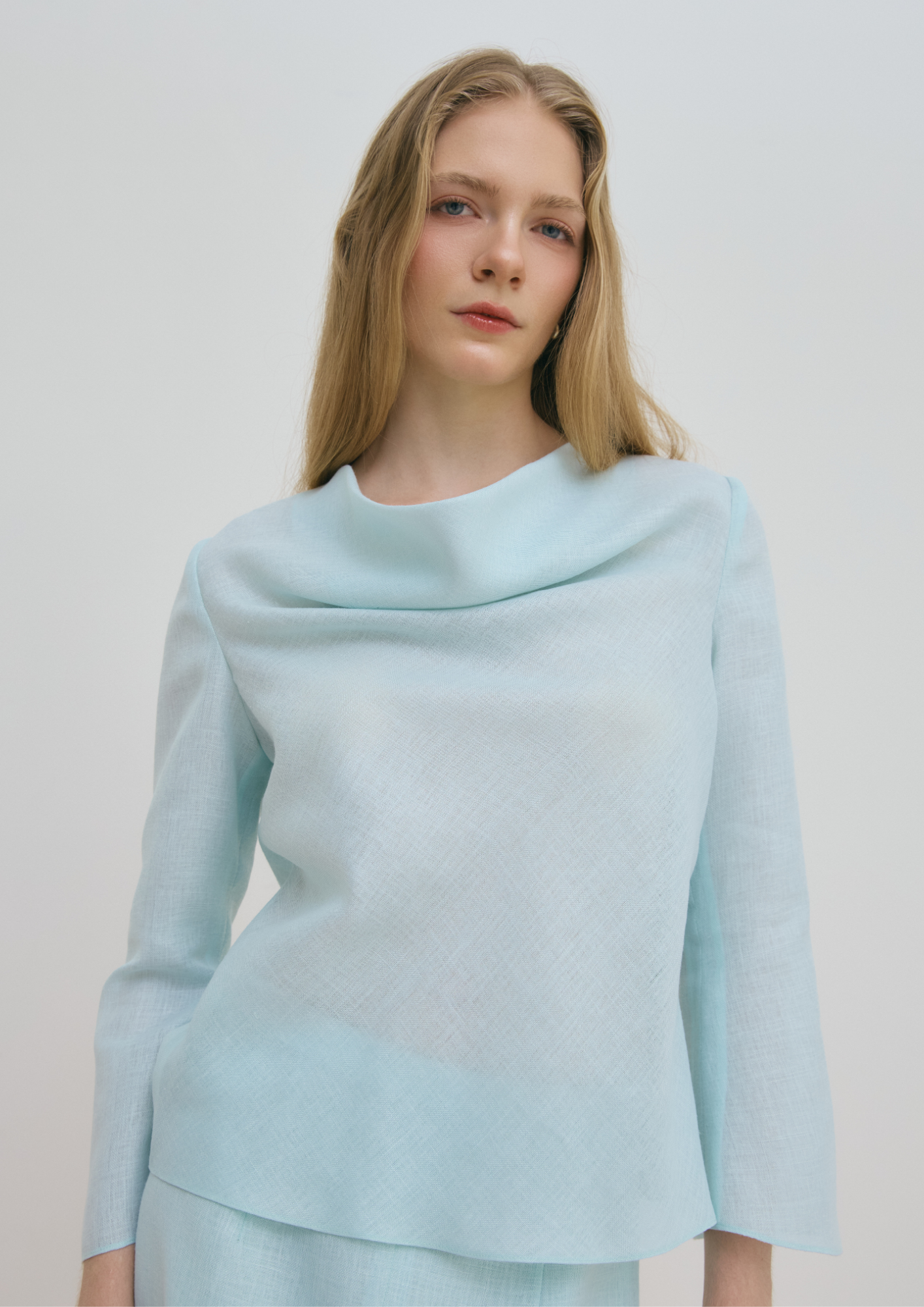 Linen Cowl Neck Top
