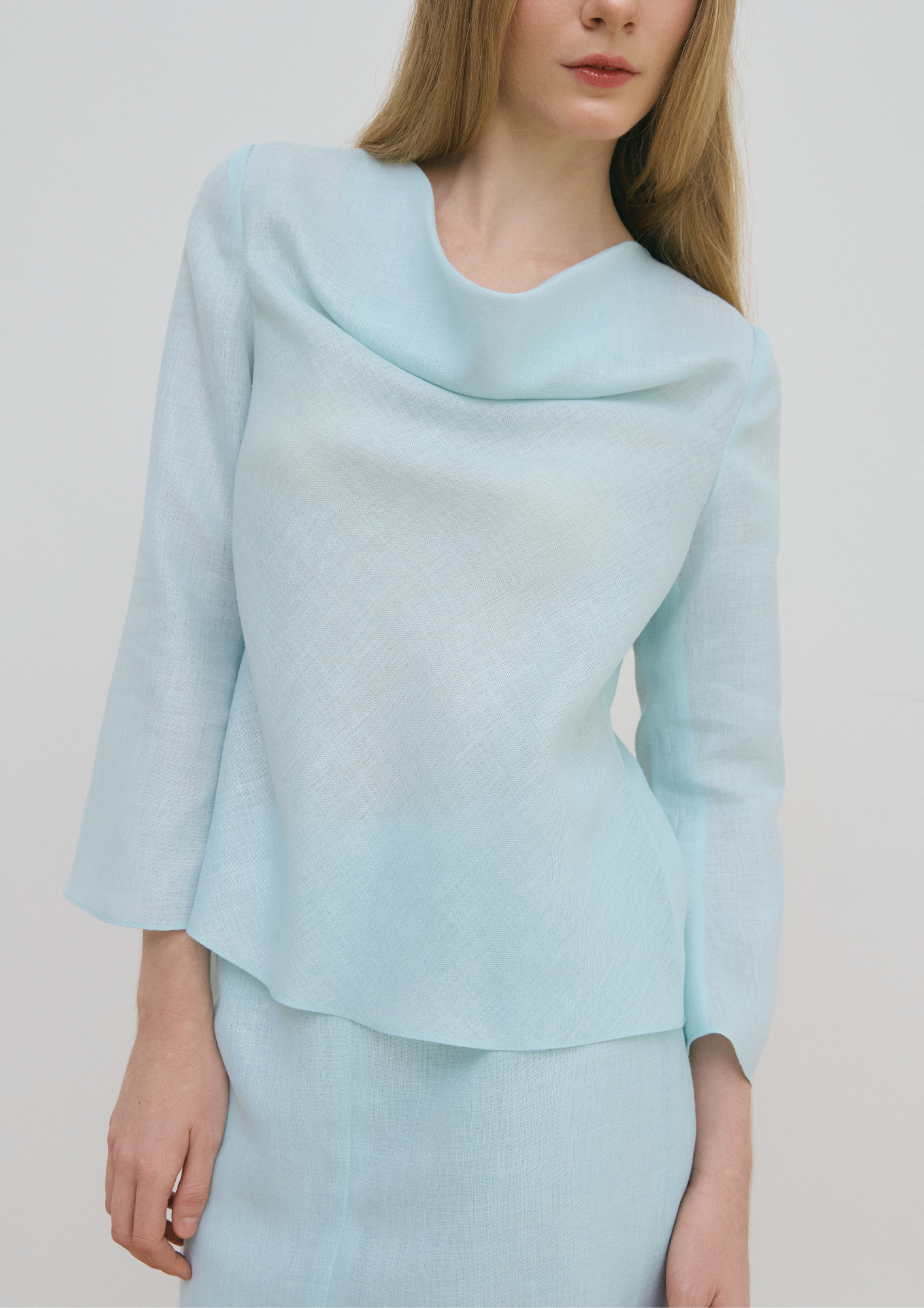 Linen Cowl Neck Top