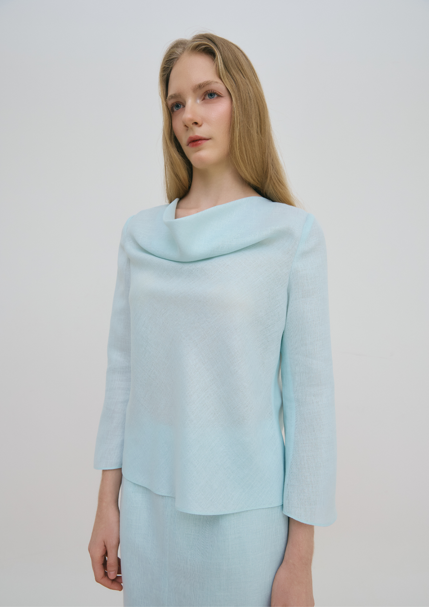 Linen Cowl Neck Top