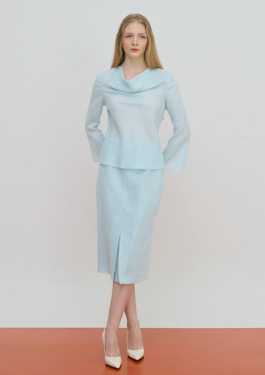 Linen Reversed Midi Skirt