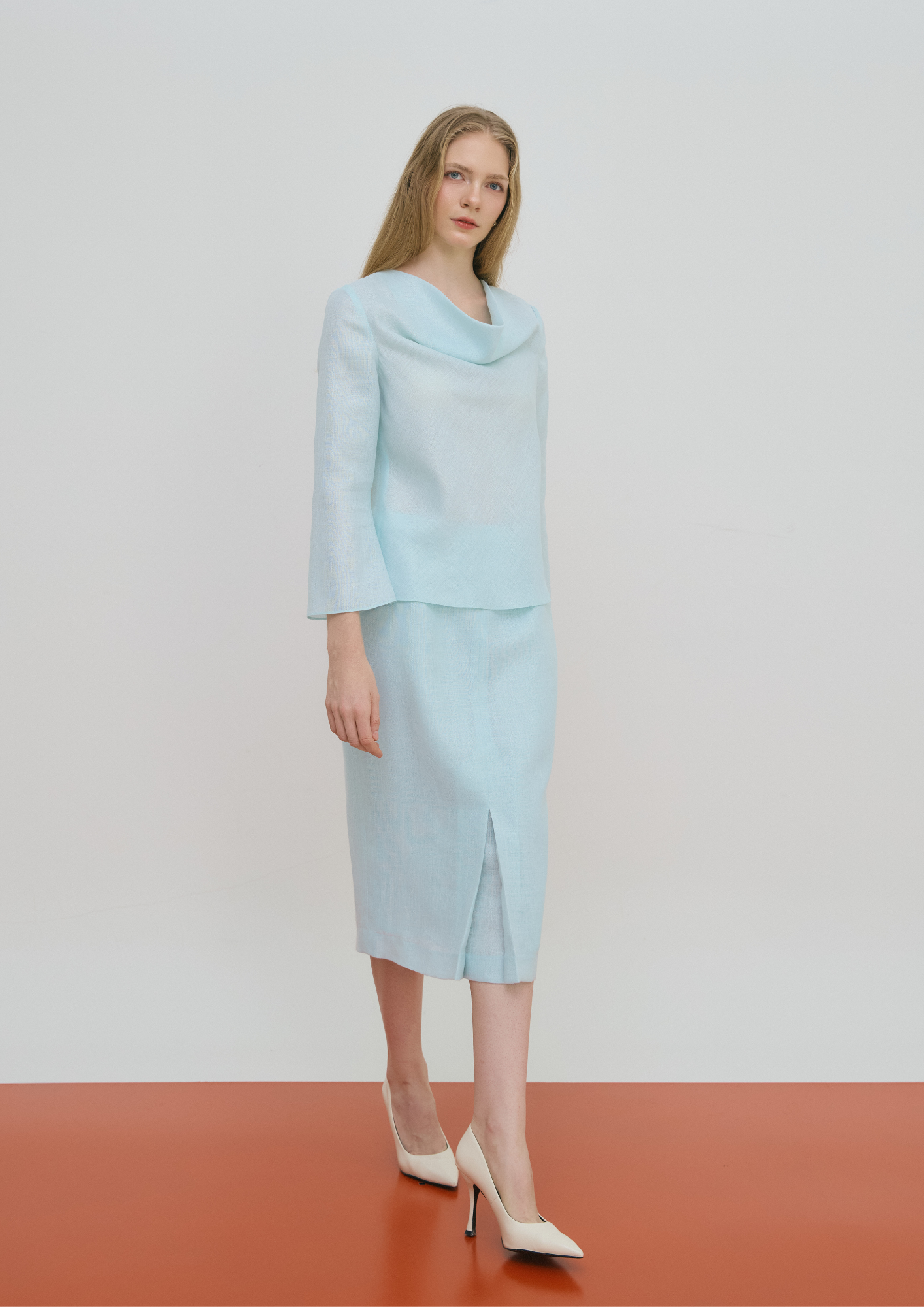 Linen Reversed Midi Skirt