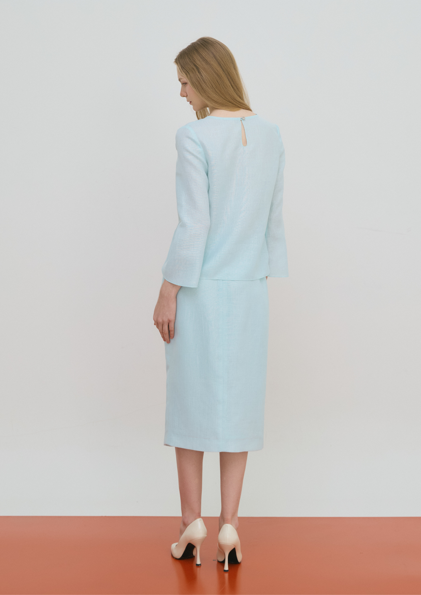Linen Reversed Midi Skirt