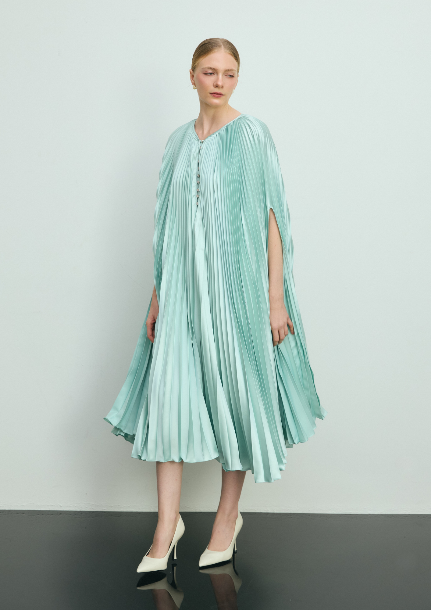 Pleated Cape Dress