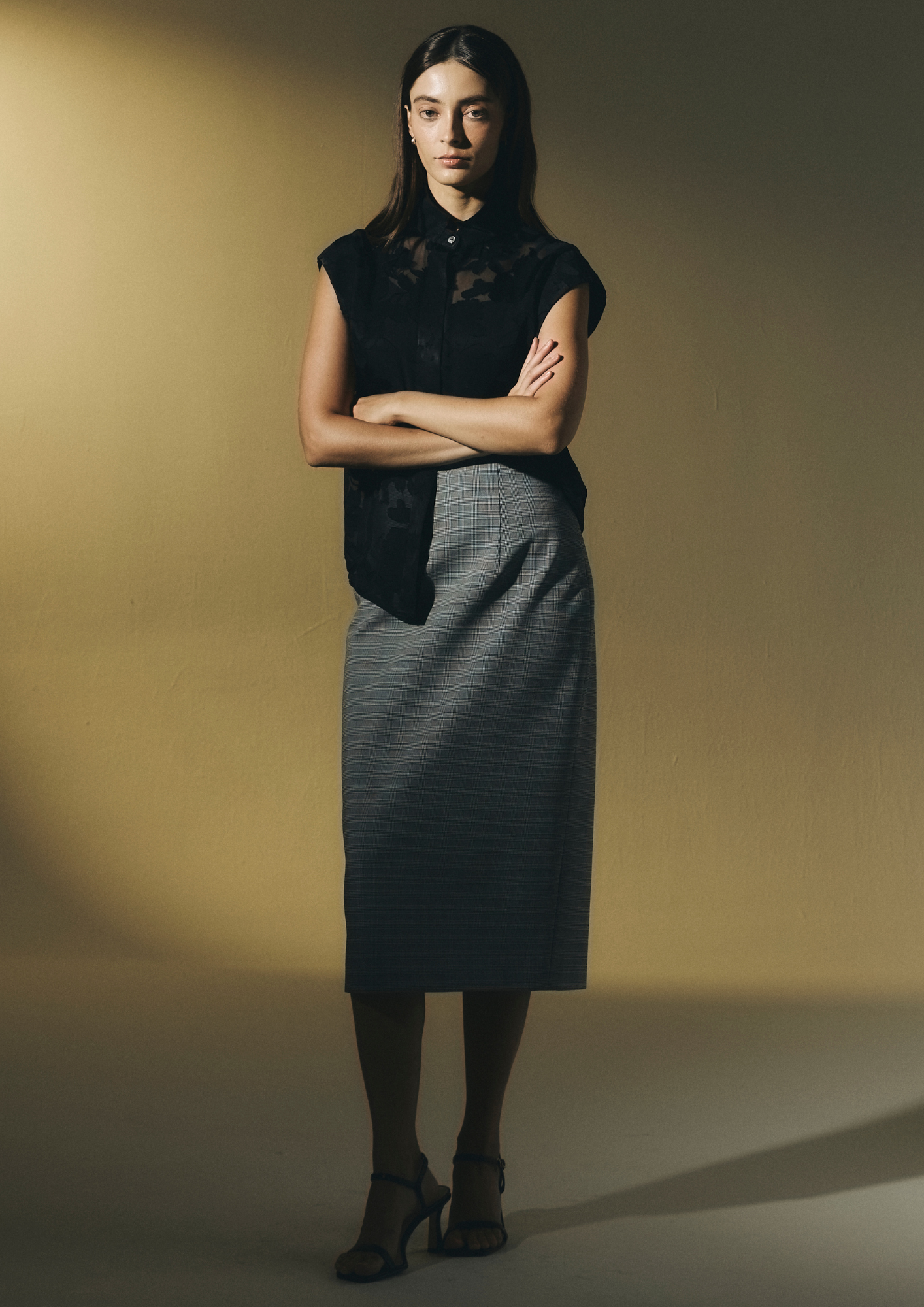 Black Floral Sheer Top