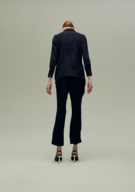 Pleated Shirt and Slim-Fit Pants Set