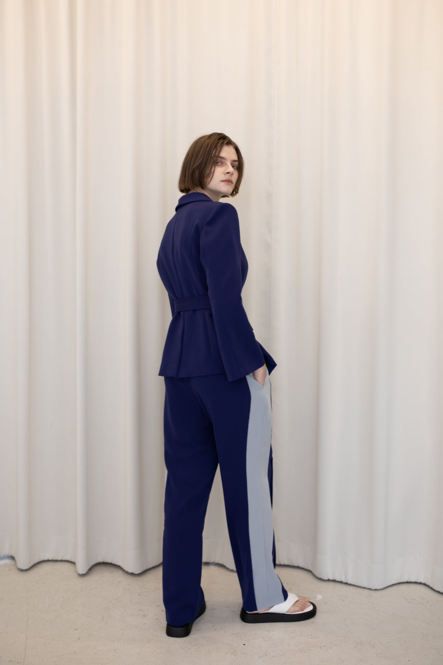 Two-Tone Pants with Front Seam