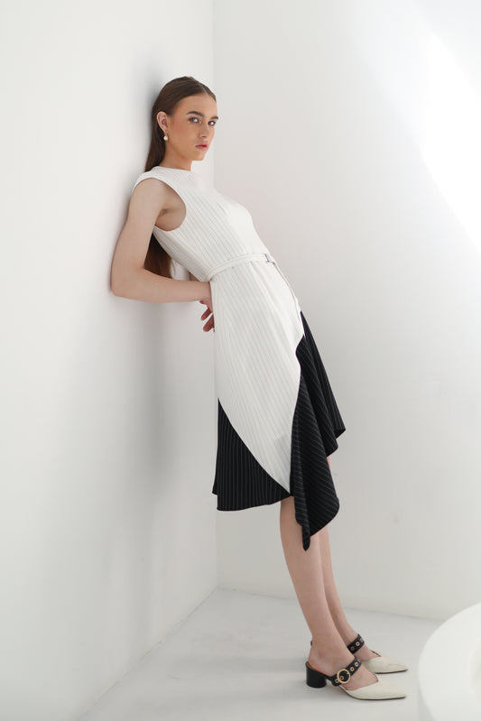 Asymmetric Length Two-Tone Dress