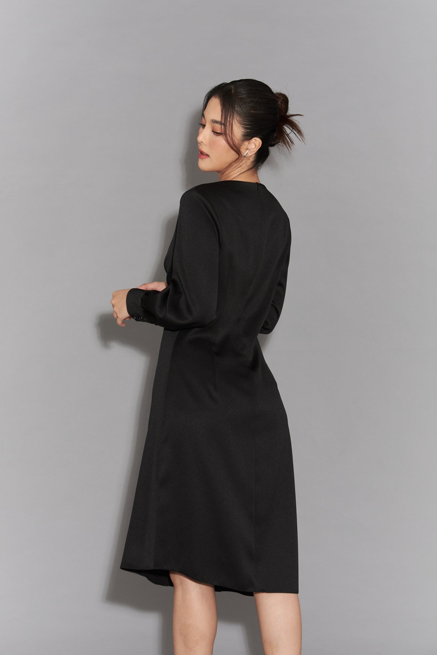 Asymmetric Length Side Drape Dress