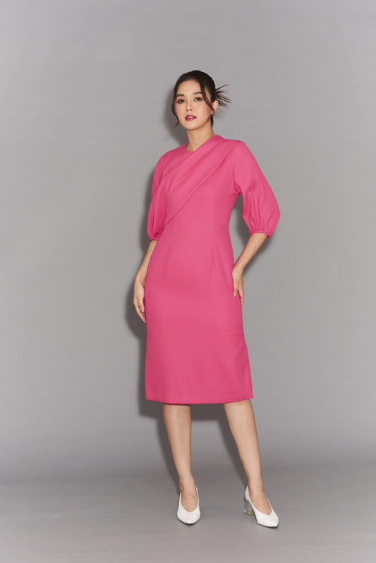 Shift Dress with Draped Detail