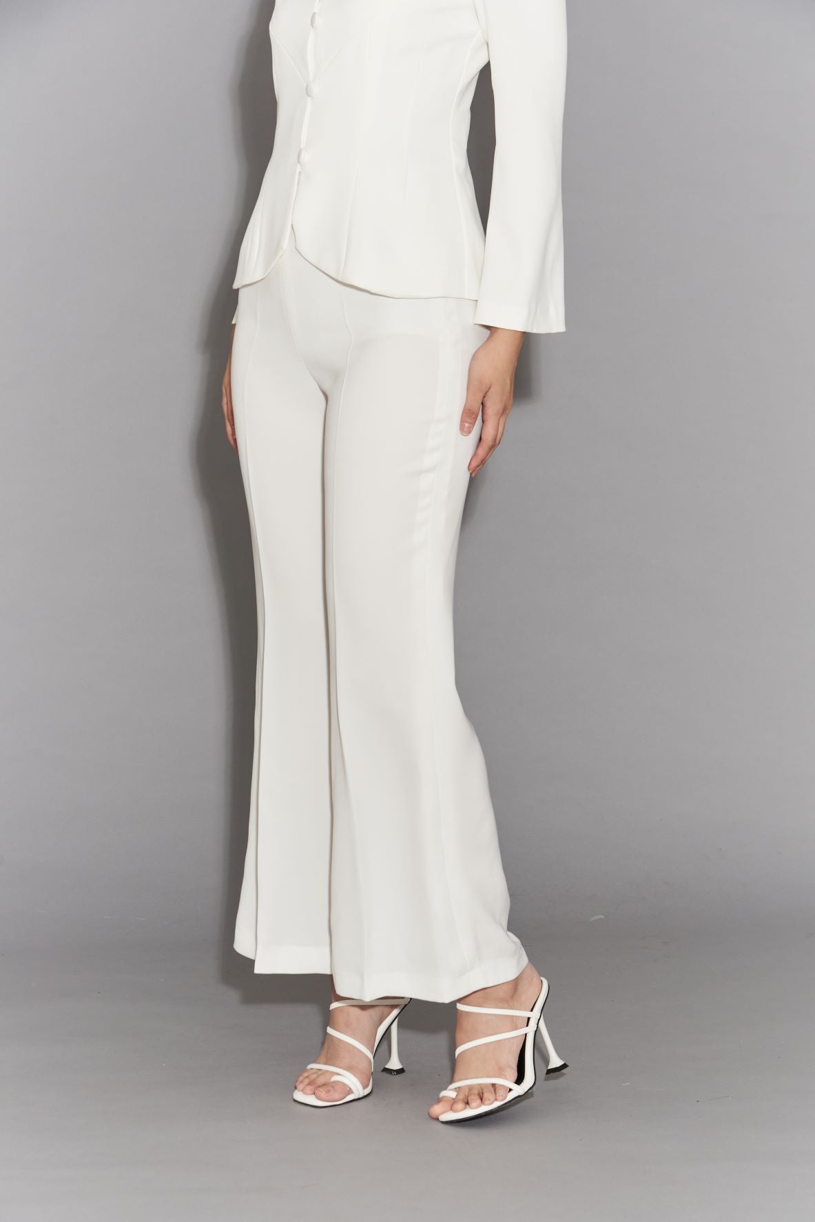 Stretch Flare Pants with Side Zipper