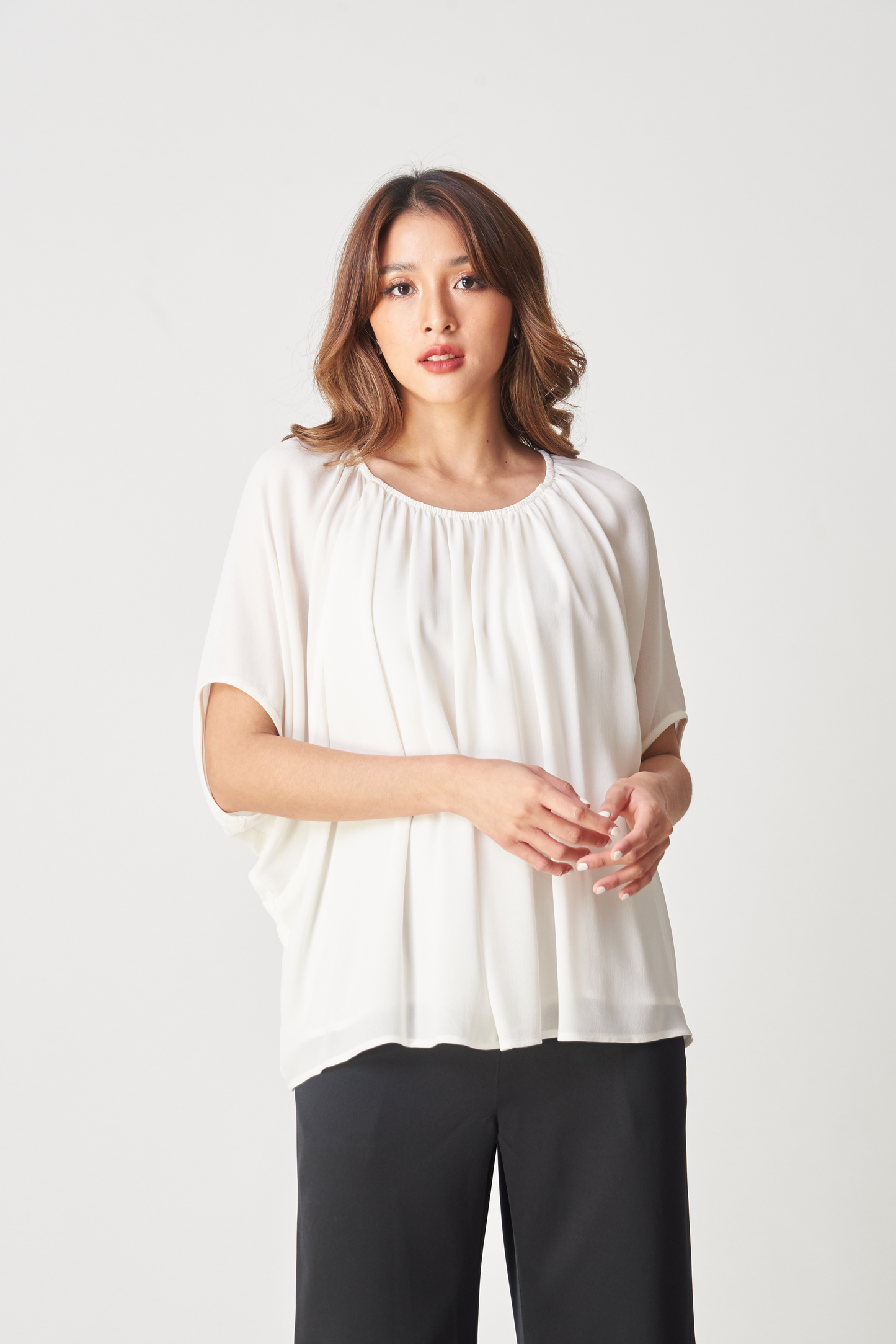 Flowing Blouse with Gatherered Neckline