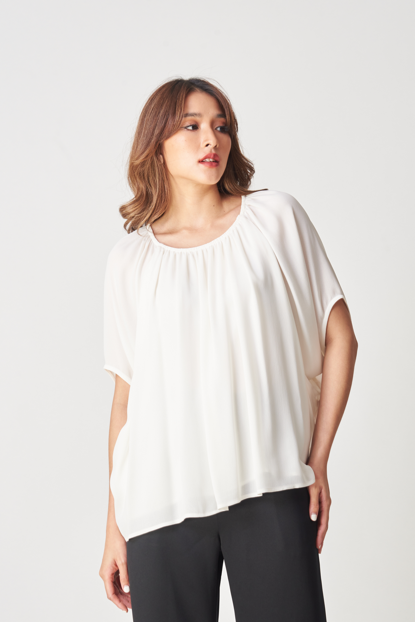 Flowing Blouse with Gatherered Neckline